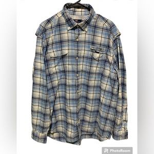 Vineyard Vines Performance Blue Plaid Long Sleeve Harbor Shirt Vented Men Large
